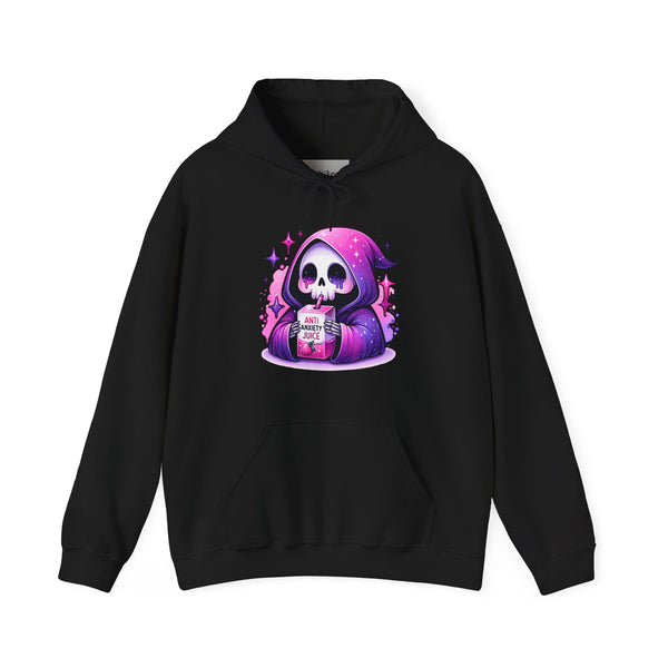 Anti Anxiety Juice Grim Reaper Skeleton Mental Health Unisex Heavy Blend Hooded Sweatshirt