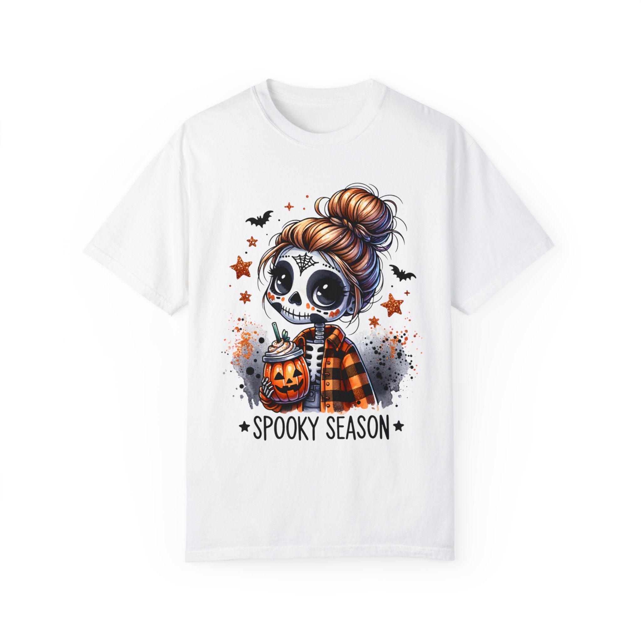 Spooky Season Sugar Skull Pumpkin Spice Halloween Fall Comfort Colors Unisex Garment-Dyed T-shirt