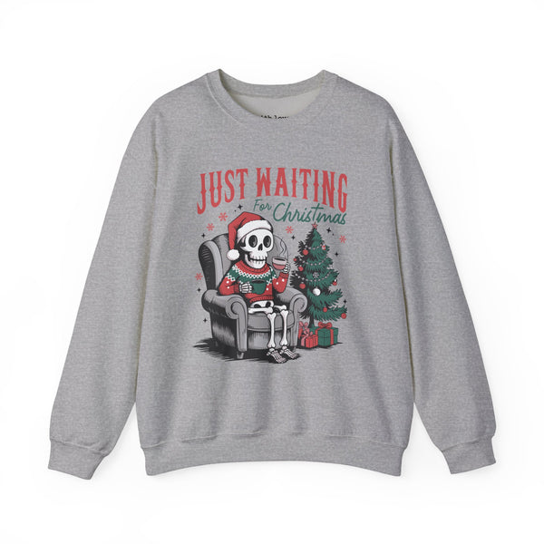 Just Waiting for Christmas Skeleton Unisex Heavy Blend Crewneck Sweatshirt