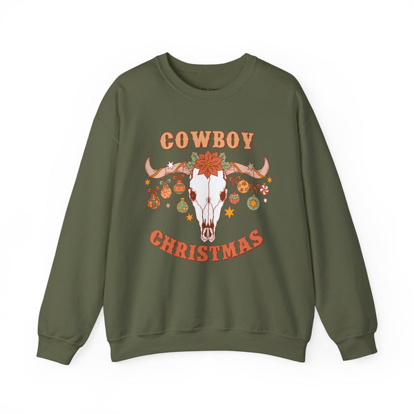 Cowboy Christmas Western Skull Unisex Heavy Blend Crewneck Sweatshirt