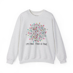 I’m Fine. This is Fine. Christmas Lights Unisex Heavy Blend Crewneck Sweatshirt