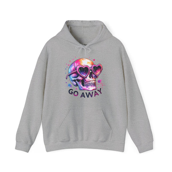 Go Away Antisocial Social Anxiety Skull Unisex Heavy Blend Hooded Sweatshirt