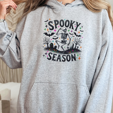 Spooky Season Dancing Skeleton Graveyard Halloween Unisex Heavy Blend Hooded Sweatshirt