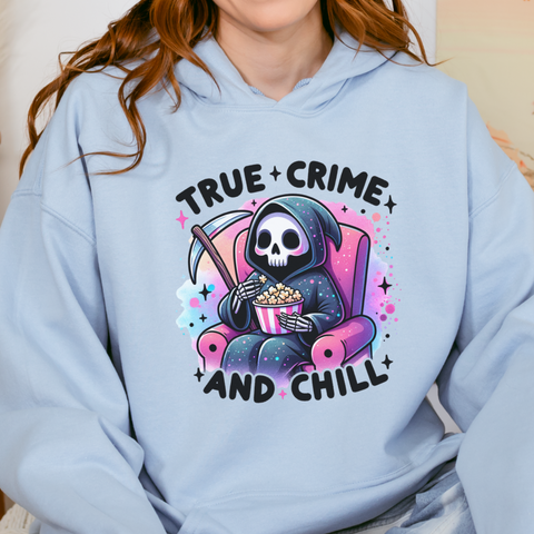 True Crime and Chill Grim Reaper Unisex Heavy Blend Hooded Sweatshirt