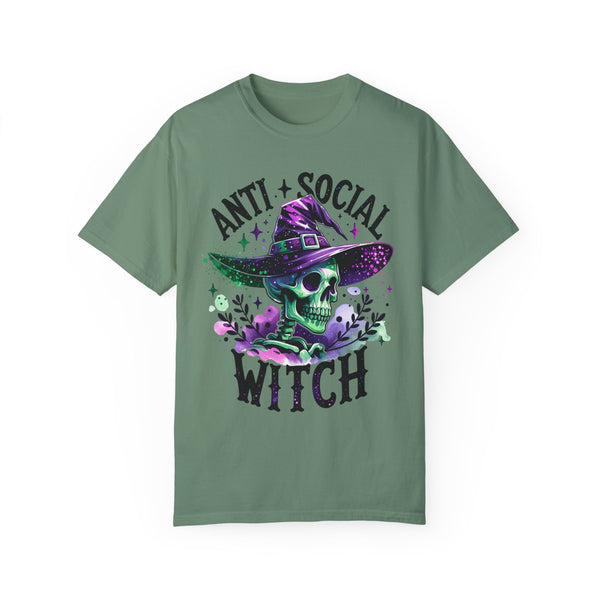 Antisocial Witch Skeleton Halloween Comfort Colors Unisex Garment-Dyed T-shirt