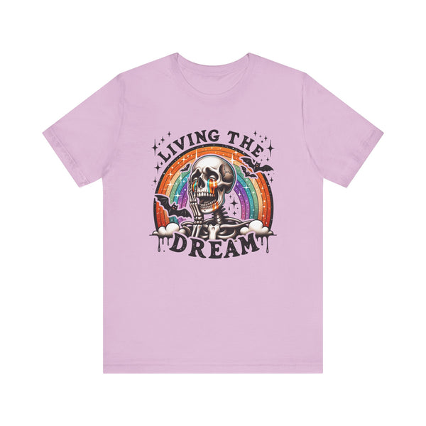 Living the Dream Skeleton Halloween Bella Canvas Unisex Jersey Short Sleeve Tee