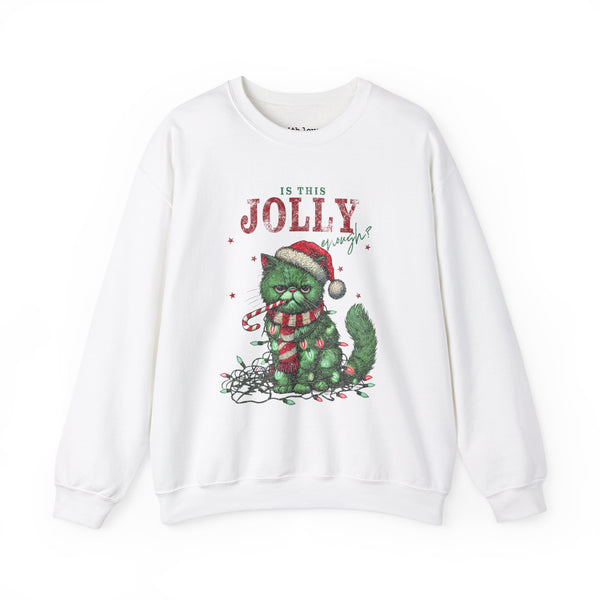 Is This Jolly Enough? Grumpy Christmas Cat Unisex Heavy Blend Crewneck Sweatshirt