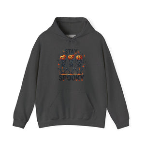 Stay Spooky Dancing Skeleton Pumpkins Fall Halloween Unisex Heavy Blend Hooded Sweatshirt