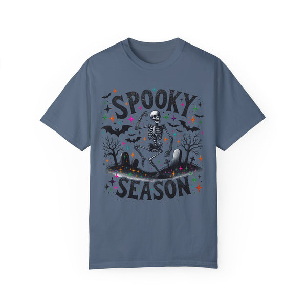 Spooky Season Dancing Skeleton Graveyard Halloween Comfort Colors Unisex Garment-Dyed T-shirt