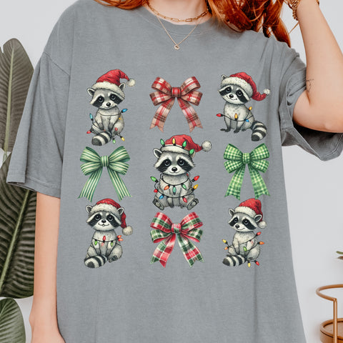 Raccoon Coquette Christmas Comfort Colors Unisex Garment-Dyed T-shirt