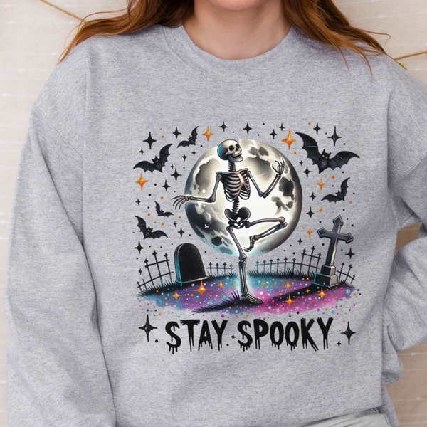 Stay Spooky Skeleton Halloween Graveyard Unisex Heavy Blend Crewneck Sweatshirt