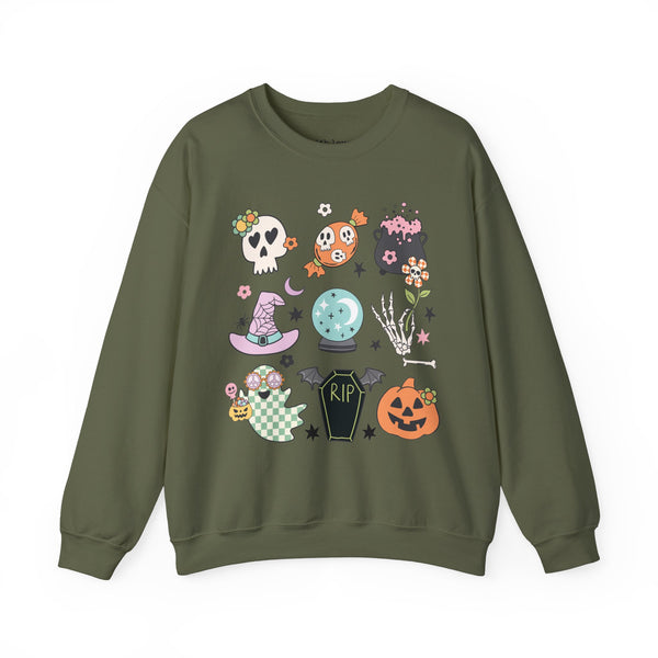 Halloween Things Pumpkin Skull Unisex Heavy Blend Crewneck Sweatshirt