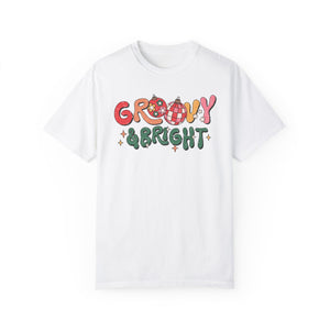 Groovy and Bright Retro Christmas Comfort Colors Unisex Garment-Dyed T-shirt