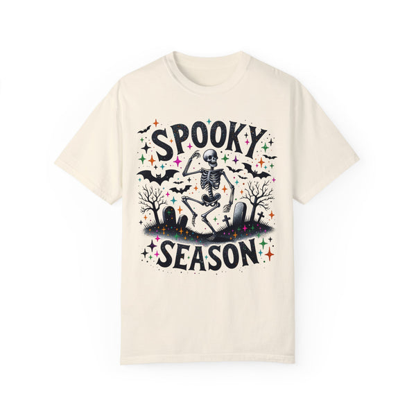 Spooky Season Dancing Skeleton Graveyard Halloween Comfort Colors Unisex Garment-Dyed T-shirt