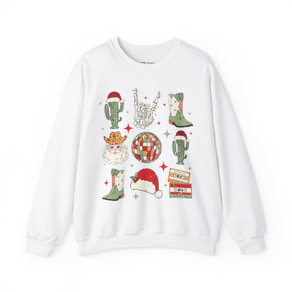 Western Disco Christmas Unisex Heavy Blend Crewneck Sweatshirt