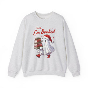 Sorry, I’m Booked Christmas Reading Ghost Unisex Heavy Blend Crewneck Sweatshirt