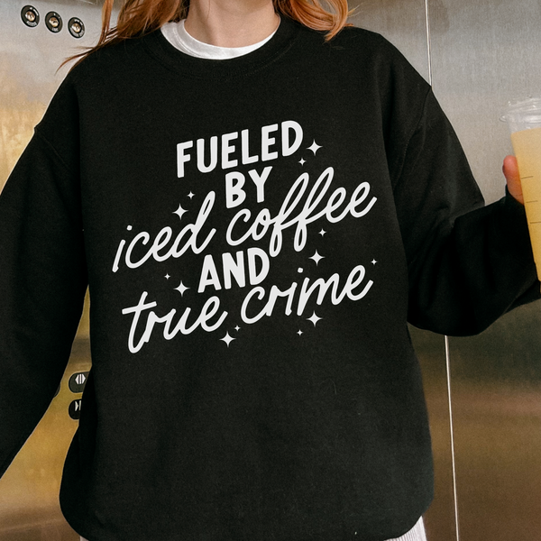 Fueled by Iced Coffee and True Crime Unisex Heavy Blend Crewneck Sweatshirt