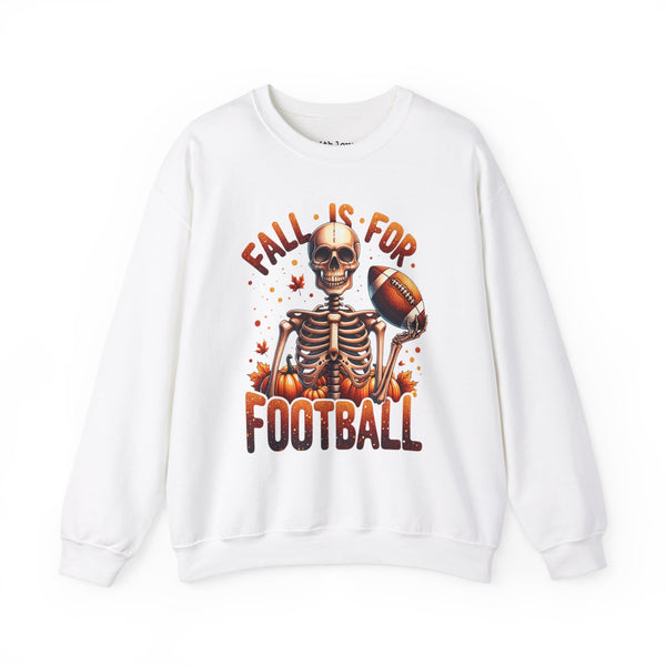 Fall is For Football Skeleton Autumn Leaves Unisex Heavy Blend Crewneck Sweatshirt