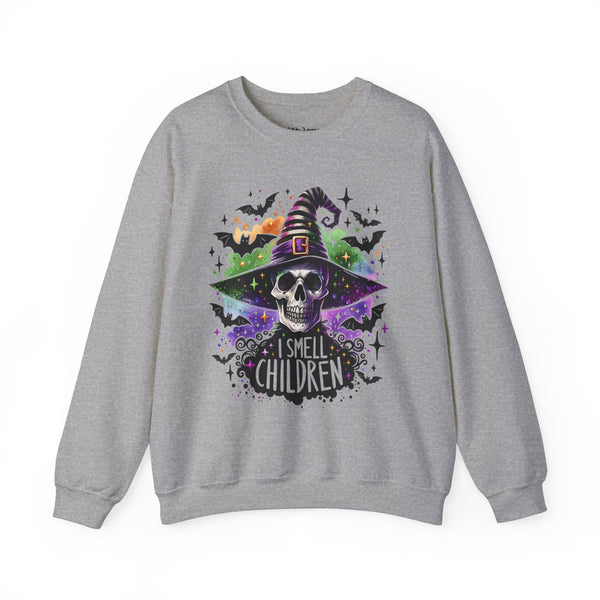 I Smell Children Hocus Pocus Skeleton Witch Unisex Heavy Blend Crewneck Sweatshirt