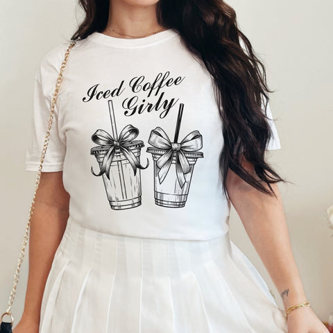 Iced Coffee Girly Coquette Comfort Colors Unisex Garment-Dyed T-shirt