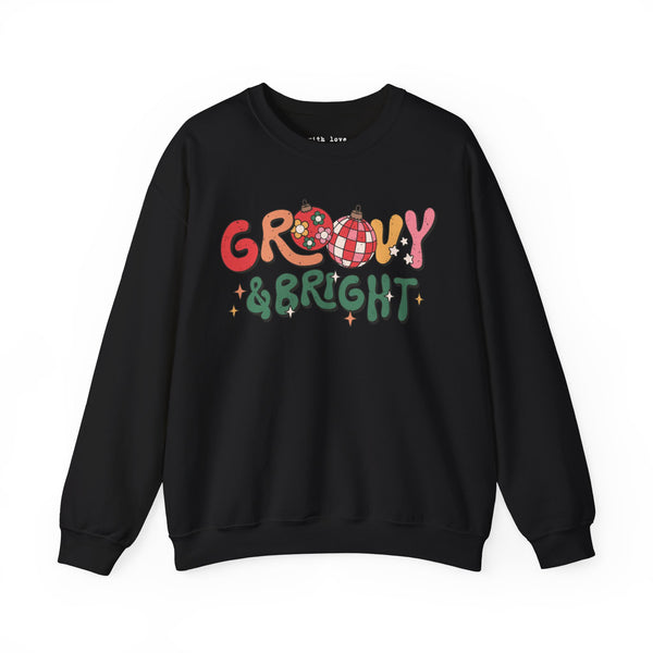 Groovy and Bright Retro Christmas Unisex Heavy Blend Crewneck Sweatshirt