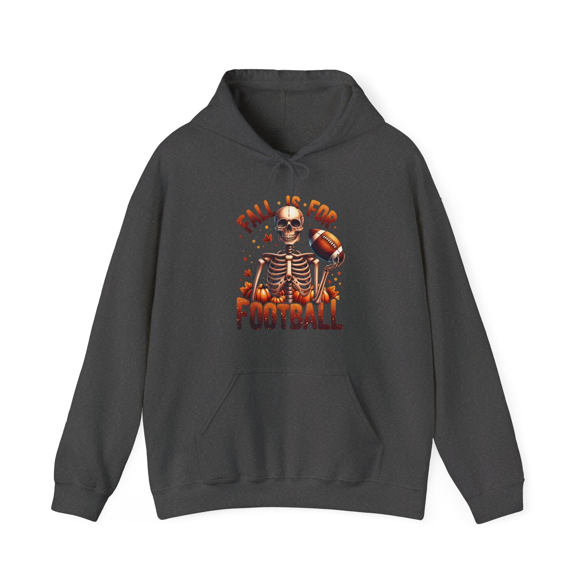 Fall is For Football Skeleton Autumn Leaves Unisex Heavy Blend Hooded Sweatshirt