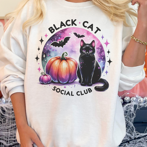 Black Cat Social Club Halloween Unisex Heavy Blend Crewneck Sweatshirt