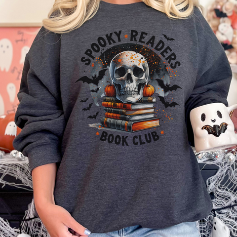 Spooky Readers Book Club Skull Halloween Unisex Heavy Blend Crewneck Sweatshirt