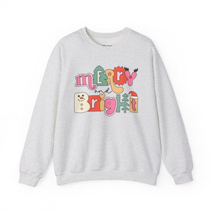 Merry and Bright Retro Christmas Unisex Heavy Blend Crewneck Sweatshirt