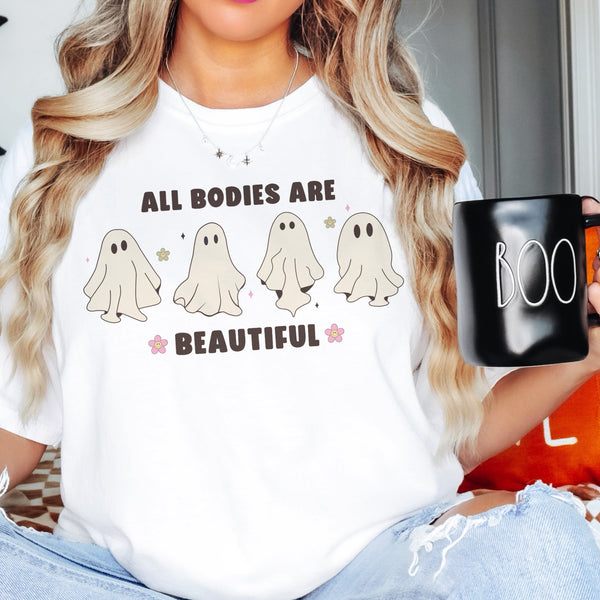 All Bodies Are Beautiful Halloween Ghosts Comfort Colors Unisex Garment-Dyed T-shirt