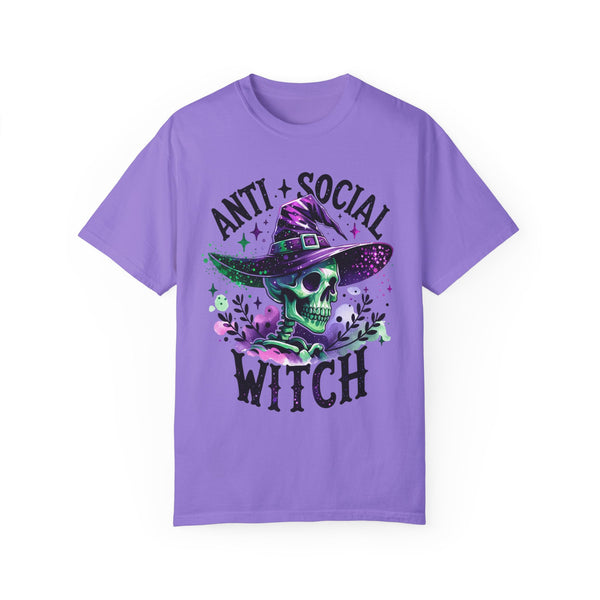 Antisocial Witch Skeleton Halloween Comfort Colors Unisex Garment-Dyed T-shirt