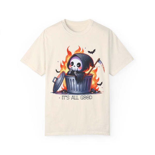 It’s All Good Grim Reaper Flame Comfort Colors Unisex Garment-Dyed T-shirt