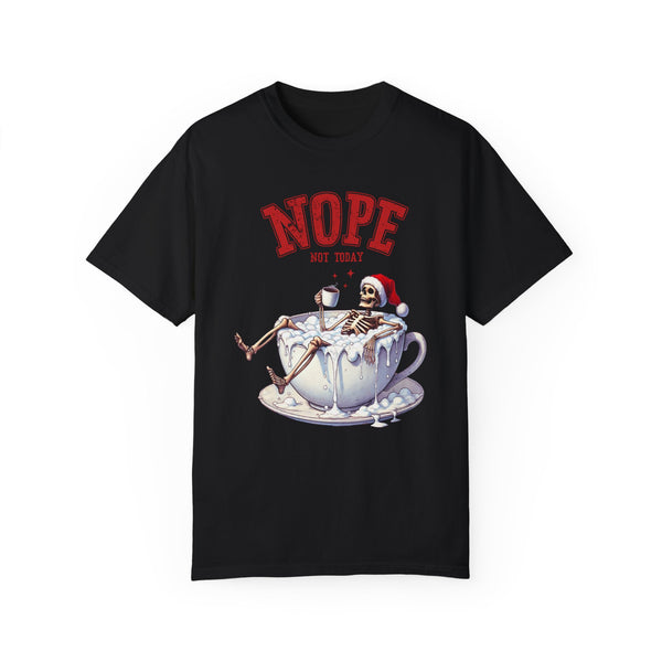 Nope, Not Today Sarcastic Skeleton Santa Christmas Comfort Colors Unisex Garment-Dyed T-shirt