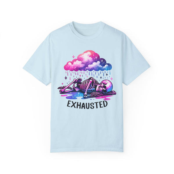 Exhausted Sleepy Skeleton Burnt Out Mental Health Comfort Colors Unisex Garment-Dyed T-shirt