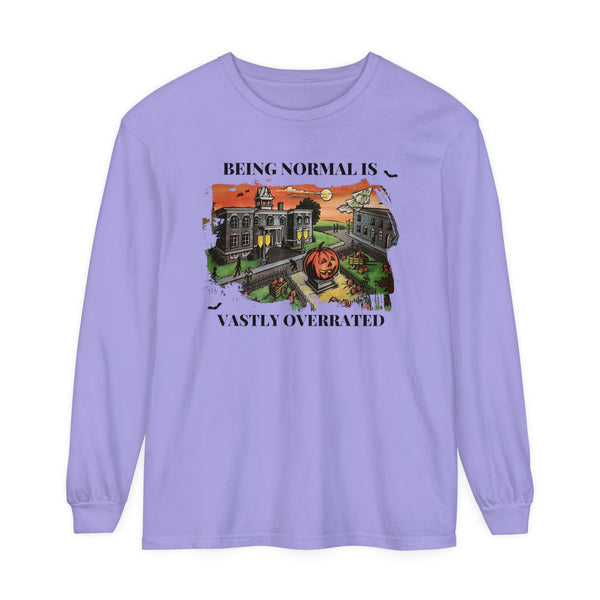 Being Normal is Vastly Overrated Halloween Comfort Colors Unisex Garment-dyed Long Sleeve T-Shirt