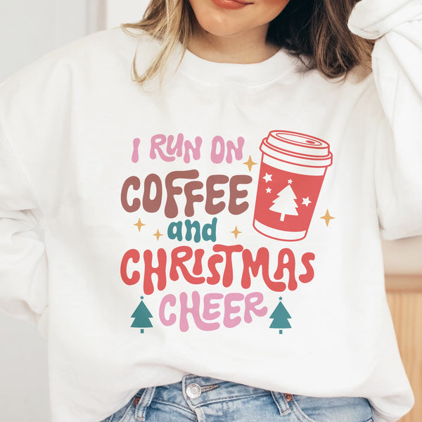 I Run on Coffee and Christmas Cheer Unisex Heavy Blend Crewneck Sweatshirt