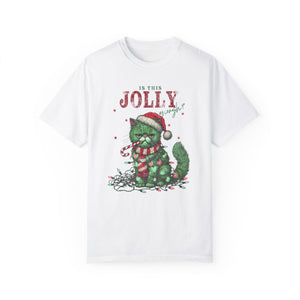 Is This Jolly Enough Grumpy Christmas Cat Comfort Colors Unisex Garment-Dyed T-shirt