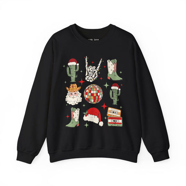 Western Disco Christmas Unisex Heavy Blend Crewneck Sweatshirt