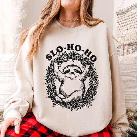 Slo Ho Ho Sloth Christmas Unisex Heavy Blend Crewneck Sweatshirt