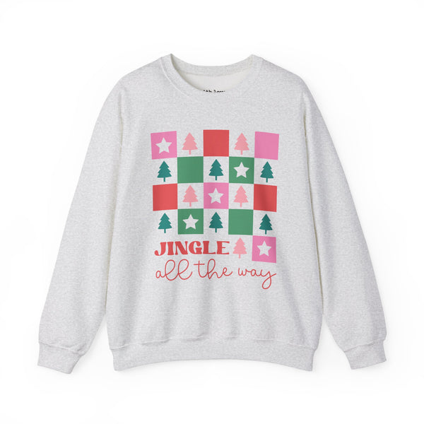 Jingle All the Way Checker Christmas Unisex Heavy Blend Crewneck Sweatshirt