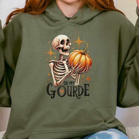 Oh My Gourde Skeleton Pumpkin Fall Unisex Heavy Blend Hooded Sweatshirt