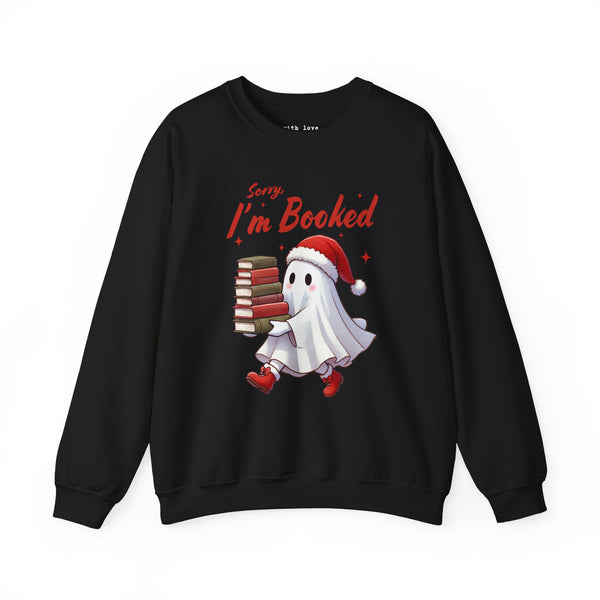 Sorry, I’m Booked Christmas Reading Ghost Unisex Heavy Blend Crewneck Sweatshirt