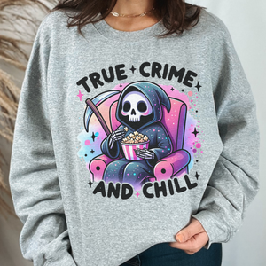 True Crime and Chill Grim Reaper Unisex Heavy Blend Crewneck Sweatshirt