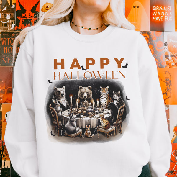 Happy Halloween Animals Unisex Heavy Blend Crewneck Sweatshirt