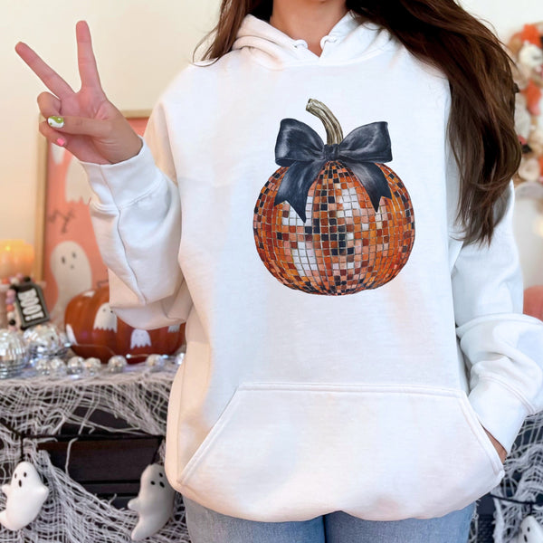 Disco Pumpkin Bow Unisex Heavy Blend Hooded Sweatshirt Hoodie