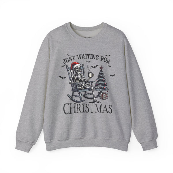 Just Waiting For Christmas Skeleton Unisex Heavy Blend Crewneck Sweatshirt