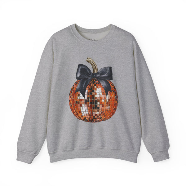 Disco Pumpkin Bow Unisex Heavy Blend Crewneck Sweatshirt