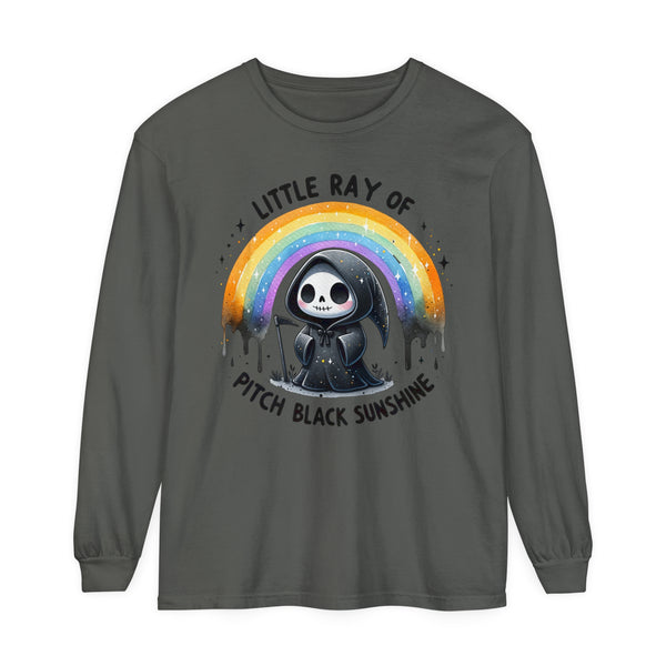 Little Ray of Pitch Black Sunshine Comfort Colors Unisex Garment-dyed Long Sleeve T-Shirt