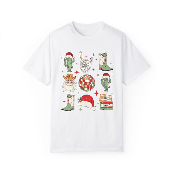 Western Disco Christmas Unisex Garment-Dyed T-shirt