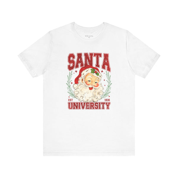 Santa University Christmas Unisex Short Sleeve Tee